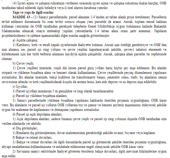 OSB Uygulama Yönetmeliği Değişikliği 2019