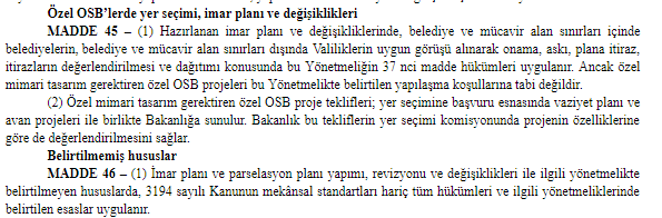 OSB Uygulama Yönetmeliği Değişikliği 2019