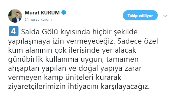 Bakan Murat Kurum'dan Önemli Salda Gölü Millet Bahçesi Açıklaması!