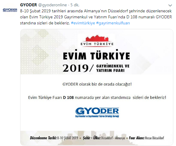 Evim Türkiye 2019 Gayrimenkul ve Yatırım Fuarı Almanya'da Kapılarını Ziyaretçilere Açmaya Hazırlanıyor