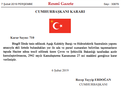 Bingöl, Aydın ve Antalya Acele Kamulaştırma Kararları Resmi Gazete İle Yayımlandı