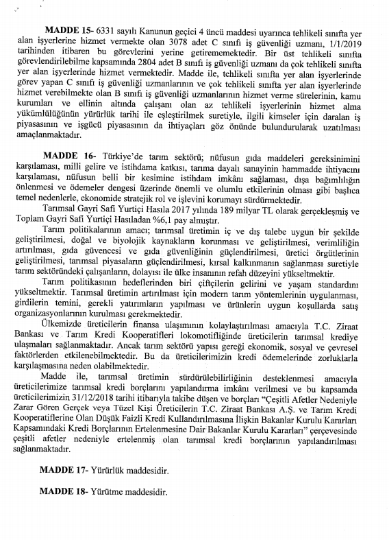 18 Maddelik Torba Yasa 2019 (Yükseköğretim Kurumları Teşkilatı Kanunu İle Bazı Kanunlarda Değişiklik Yapılmasına Dair Kanun Teklifi)