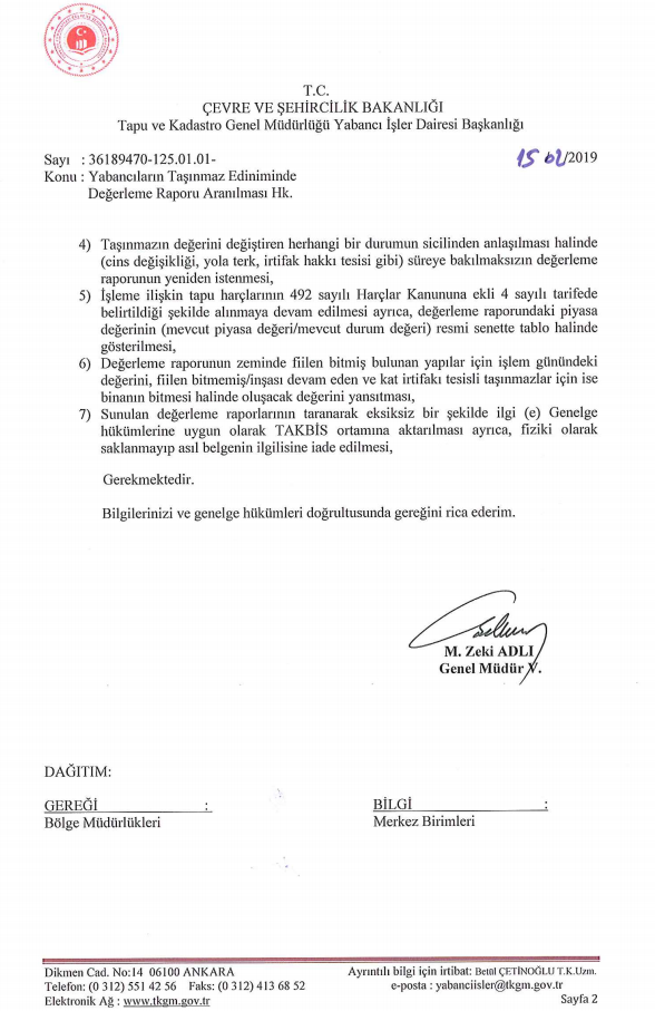 TKGM 2019/1 Sayılı Yabancıların Taşınmaz Edinimi Genelgesi Hakkında Duyuru Yayımladı