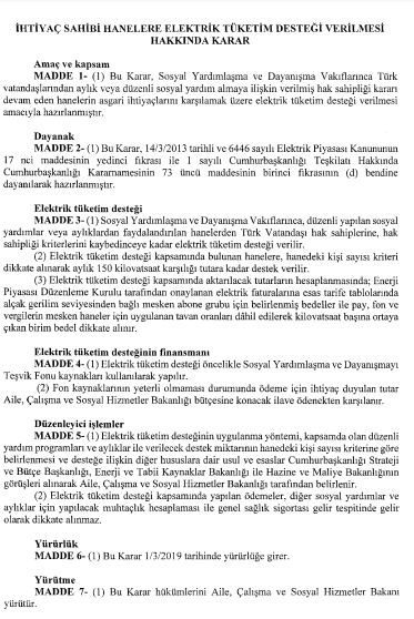 Dar Gelirli Ailelere 80 Lira Elektrik Yardımı İndirimi Müjdesi Resmi Gazete 'de Yayımlandı!