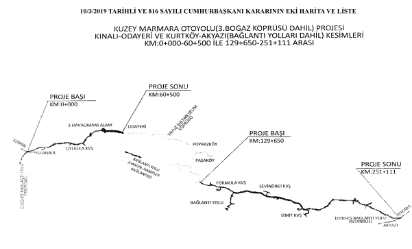 Kuzey Marmara Otoyolu 3. Boğaz Köprüsü Acele Kamulaştırma Kararı