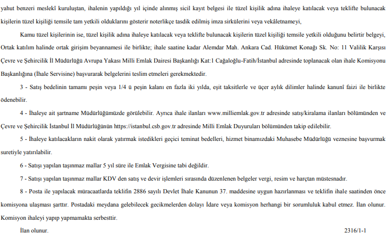 Milli Emlak İstanbul Arsa İhaleleri İçin Yeni Duyuru Yayımladı!