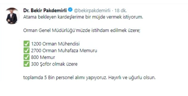 Tarım Bakanlığı 5 Bin Personel Alımı Kadro Ve Kontenjan Bilgileri