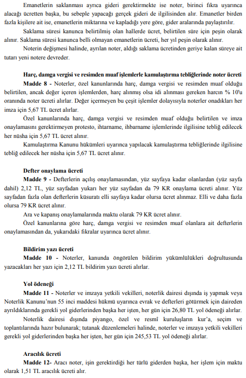 2019 Yılı Noterlik Ücret Tarifesi Resmi Gazele İle Yayımlandı