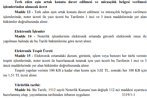 2019 Yılı Noterlik Ücret Tarifesi Resmi Gazele İle Yayımlandı