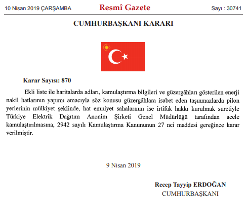 10 Nisan Tarihli Resmi Gazete İle Yayımlanan Acele Kamulaştırma Kararları!