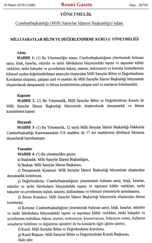 Milli Saraylar Bilim ve Değerlendirme Kurulu Yönetmeliği Yayımlandı!