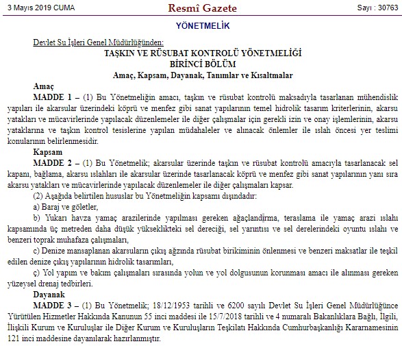 Taşkın ve Rüsubat Kontrolü Yönetmeliği İle Akarsu Yataklarına İnşaat Yasağı Geldi!