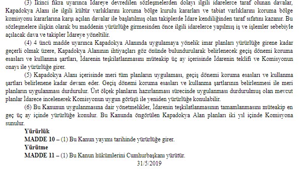 7174 Kapadokya Alanı Hakkında Kanun Resmi Gazete İle Yayımlandı!