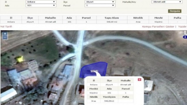 Tapu Kadastro Genel Müdürlüğü Parsel Sorgulama 2019