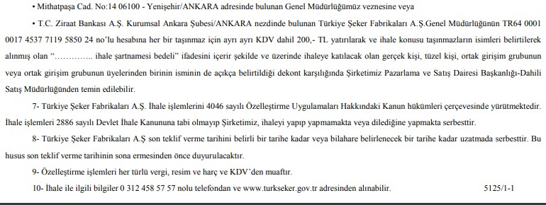 Şeker Fabrikaları Özelleştirme Yöntemi İle 3 Taşınmaz Satışı Yapacağını Duyurdu!