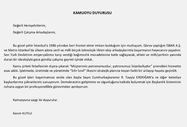 Ekrem İmamoğlu Başkan Oldu, İBB'de İstifalar Başladı! İBB Metro A.Ş. Genel Müdürü Kasım Kutlu İstifa Etti!