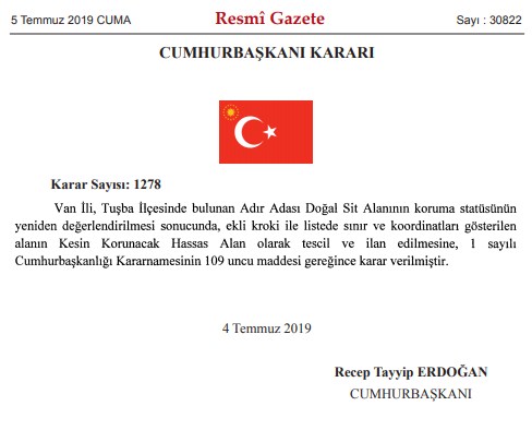 Adana, Bitlis, Hakkari, Mersin ve Van'da Bazı Alanlar Kesin Korunacak Hassas Alan İlan Edildi!