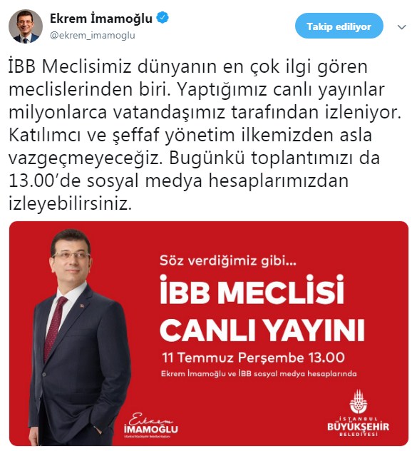 11 Temmuz İBB Meclis Toplantısı Canlı Yayın Saat Kaçta Başlayacak, Nereden İzlenecek?