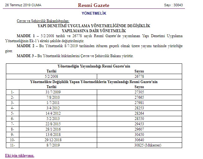 Yapı Denetimi Uygulama Yönetmeliğinde Değişiklik Yapılmasına Dair Yönetmelik Resmi Gazete İle Yayımlandı!