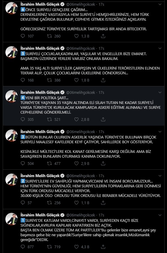 Melih Gökçek’ten dikkat çeken öneri: Suriyeli tartışması bir anda bitecektir!