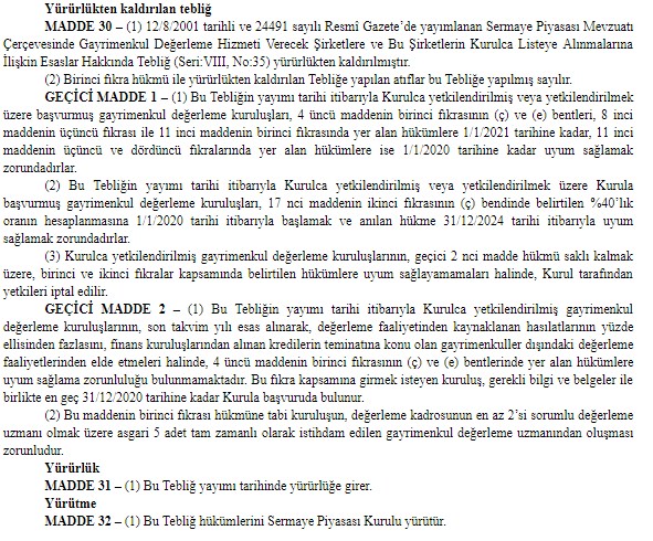 SPK Gayrimenkul Değerleme Şirketleri Hakkında Beklenen Tebliğ III-62.3 Yayımlandı!