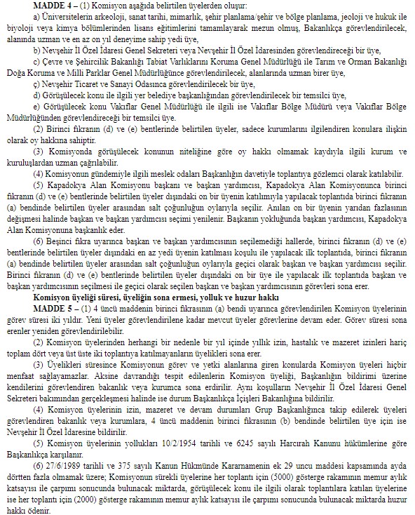 Kapadokya Alan Başkanlığı Hakkında Beklenen Yönetmelik Yayımlandı! İşte Komisyon Görev ve Üye Ücretleri