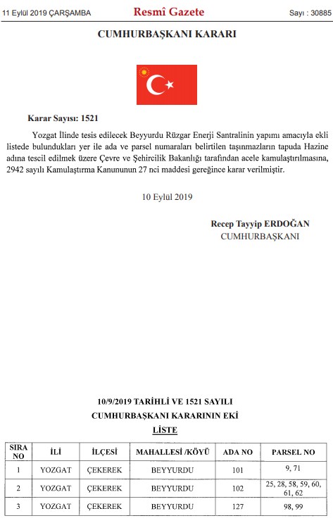 Yozgat, Sinop, Çanakkale, Ağrı ve Kars İçin Acele Kamulaştırma Kararı Resmi Gazete İle Yayımlandı!