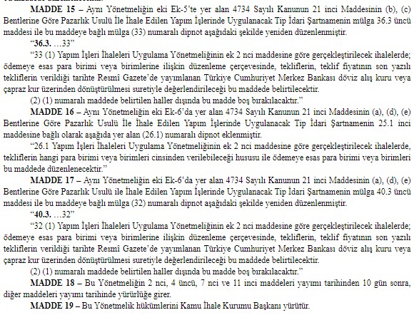 Yapım İşleri İhaleleri Uygulama Yönetmeliğinde Değişiklik Yapılmasına Dair Yönetmelik Yayımlandı!