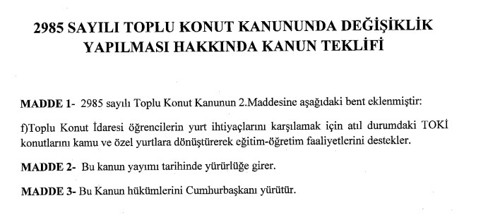 Toplu Konut Kanunu Değişiyor! Atıl Durumda Olan TOKİ Konutları Öğrenci Yurdu Olacak