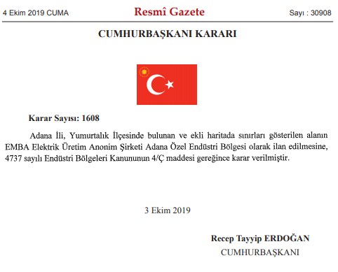 İstanbul, Adana ve Bursa İçin Özel Endüstri Bölgesi İlan Kararları Resmi Gazete'de Yayımlandı!