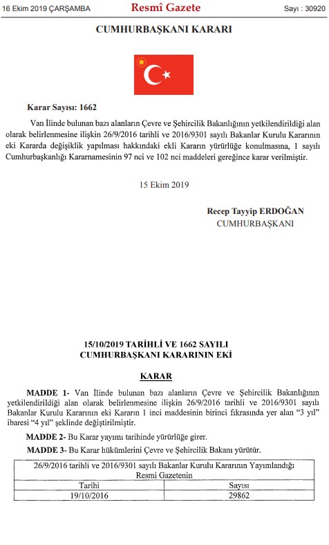 Çevre ve Şehircilik Bakanlığı Van İçin Yetki Süresini 4 Yıla Çıkardı!