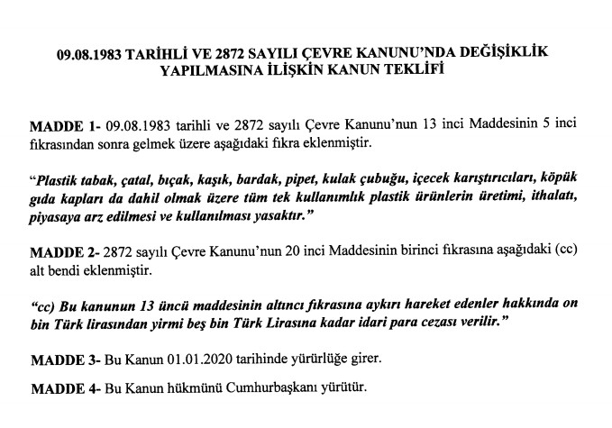 Kanun Teklifi Verildi! Tek Kullanımlık Plastik Ürünler Yasaklanıyor