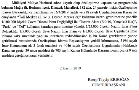 13 Kasım Tarihli Resmi Gazete İle Yayımlanan Yeni Özelleştirme İdaresi Başkanlığı ile İlgili Kararlar