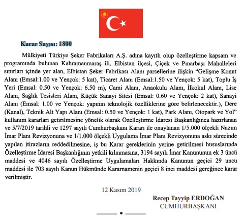 13 Kasım Tarihli Resmi Gazete İle Yayımlanan Yeni Özelleştirme İdaresi Başkanlığı ile İlgili Kararlar