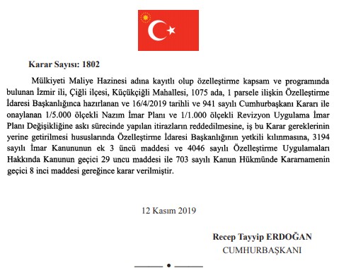 13 Kasım Tarihli Resmi Gazete İle Yayımlanan Yeni Özelleştirme İdaresi Başkanlığı ile İlgili Kararlar