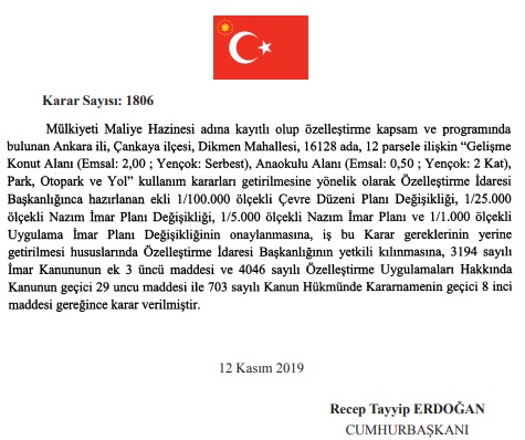 13 Kasım Tarihli Resmi Gazete İle Yayımlanan Yeni Özelleştirme İdaresi Başkanlığı ile İlgili Kararlar