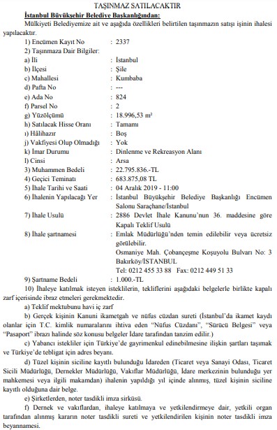 İstanbul Büyükşehir Belediyesi 283 Milyon Liralık Dev Arsa Satış İhalesi Düzenliyor!
