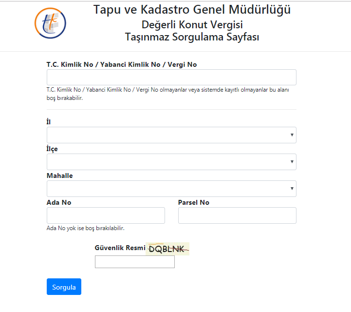 Tapu Genel Müdürlüğü Değerli Konut Sorgulama Ekranı Açıldı