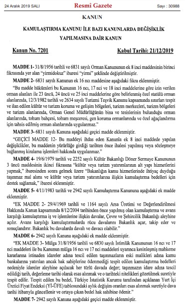 7201 Kamulaştırma Kanunu ile Bazı Kanunlarda Değişiklik Yapılmasına Dair Kanun Yayımlandı!