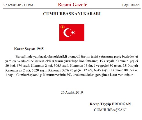 Cumhurbaşkanı Erdoğan İmzaladı, Yerli Otomobil Fabrikası Hangi İlde Kurulacak Belli Oldu!