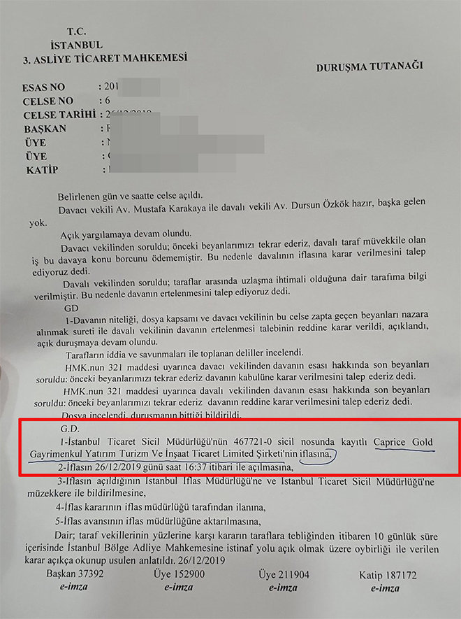 Jet Fadıl'ın Caprice Gold Bayrampaşa Projesi İçin İflas Kararı Çıktı!