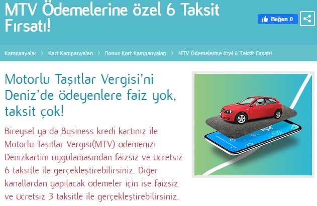 Denizbank MTV Taksit Ödemesi İçin 6 Taksit Müjdesi Geldi!