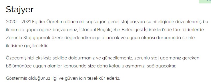 İstanbul Büyükşehir Belediyesi İBB Staj Başvurusu 2020 Başladı! (Lise ve Üniversite)