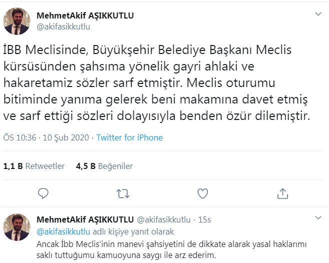 İBB Başkanı Ekrem İmamoğlu'ndan AK Partili Meclis Üyesine Küfür Özrü