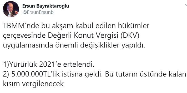 TBMM Onayladı! Değerli Konut Vergisi DKV Son Durum Ne, 2020 İçin Neler Değişti, Yeni Düzenleme Detayları!