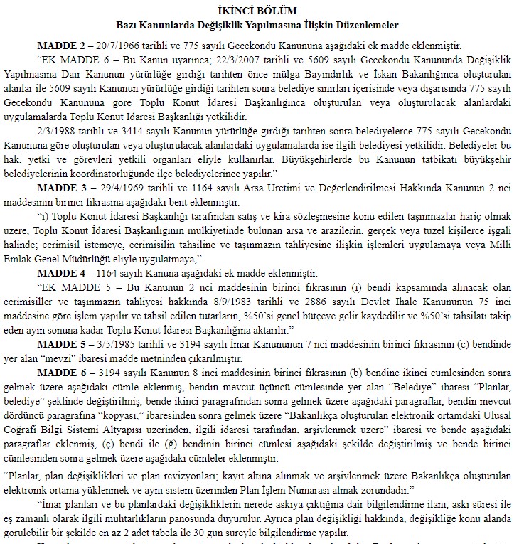 Yeni İmar Kanunu 2020 Yürürlüğe Girdi! 7221 Coğrafi Bilgi Sistemleri ile Bazı Kanunlarda Değişiklik Yapılması Hakkında Kanun Resmi Gazete İle Yayımlandı