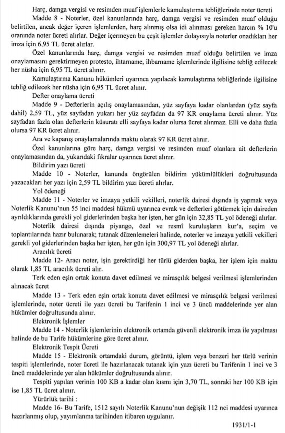 2020 Yılı Noterlik Ücret Tarifesi Resmi Gazete İle Yayımlandı! Noter Ücretleri Kaç TL Oldu?