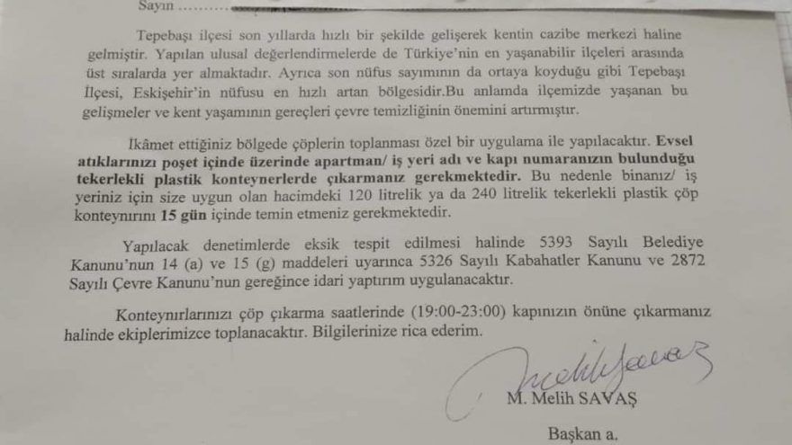 CHP'li Belediyeden Evlere ve İşyerlerine Çöp Konteyneri Alma Zorunluluğu! Almayanlara İdari Yaptırım Uygulanacak