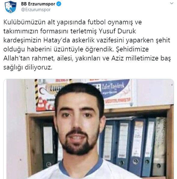 Türkiye'ye Acı Haber! Erzurumsporlu Eski Futbolcu Hatay'da Şehit Düştü