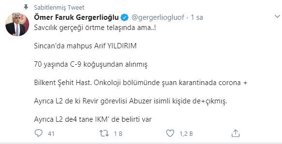 Ankara Cumhuriyet Başsavcılığı HDP Kocaeli Milletvekili Ömer Faruk Gergerlioğlu'na Corona Virüs Soruşturması Açtı